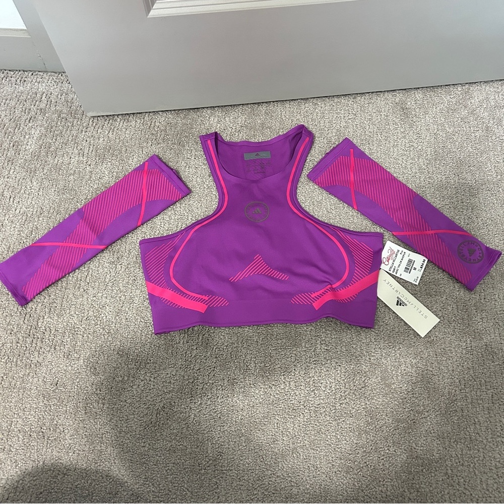 Adidas by Stella McCartney Purple and Pink Sports Bra with Arm Sleeves